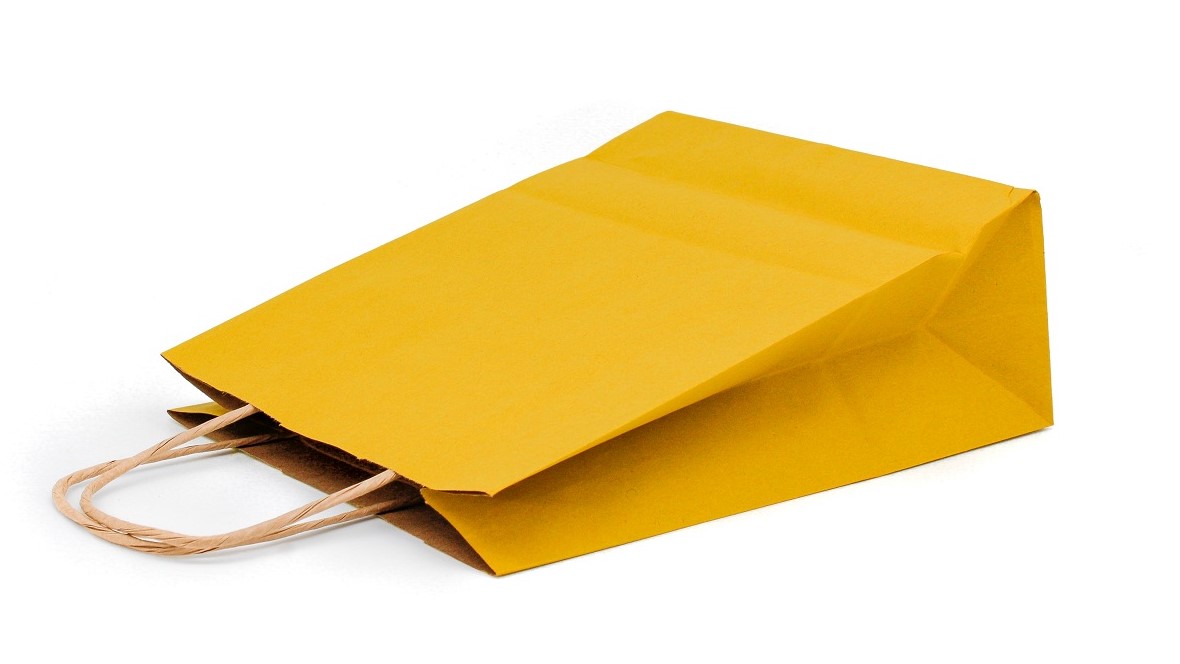 Senfgelbe Papiertasche mit Griff