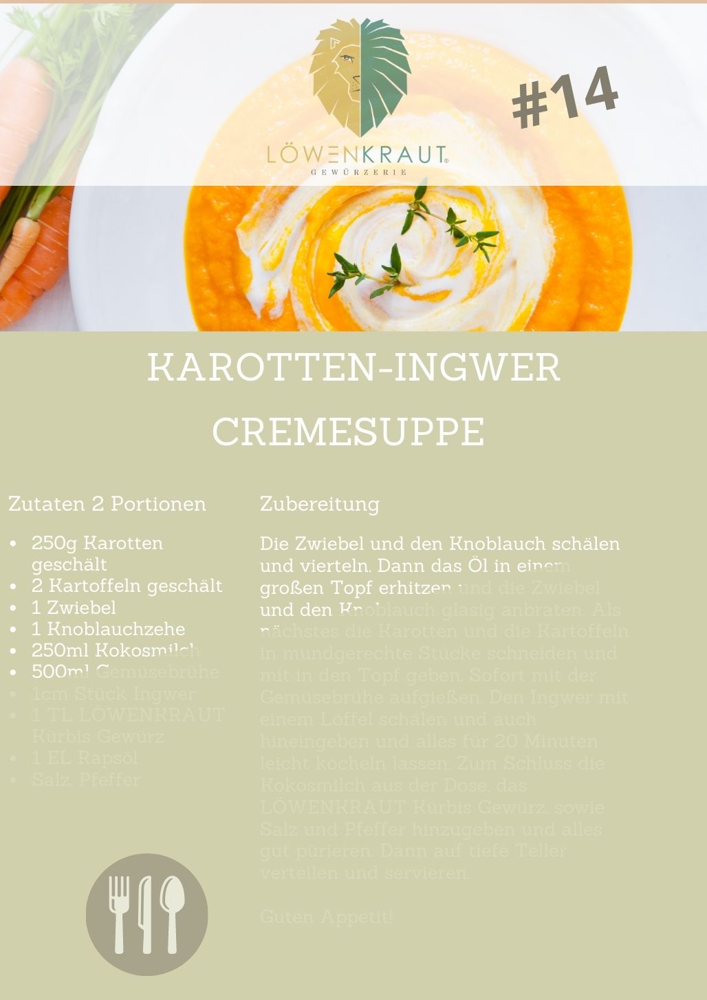 REZEPTKARTE #14 Karotten-Ingwer Cremesuppe