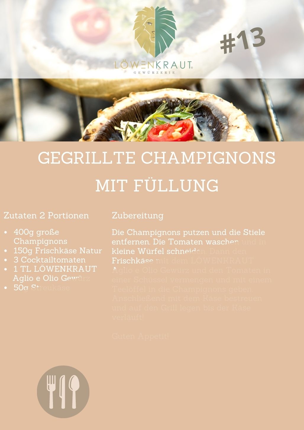 REZEPTKARTE #13 Gegrillte Champignons mit Füllung