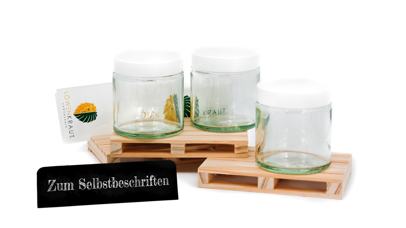 SCHRAUBVERSCHLUSSGLÄSER - 3ER SET IN WEIß INCL. ETIKETTEN ZUM SELBSTBESCHRIFTEN